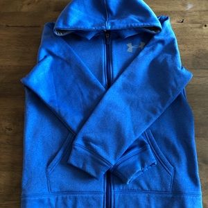 EUC Under Armour Boys Full Zip Hoodie SZ YL Blue